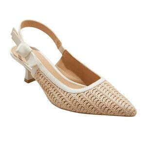 NWT A New Day Womens Milan Raffia Slingback Heels 92611221 Beige Brown 8M